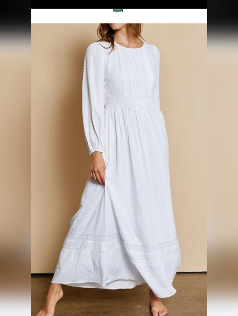 Women’s White Long Sleeve Maxi Dress